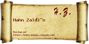 Hahn Zalán névjegykártya